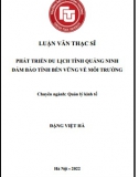 [Luận văn thạc sĩ] Phát triển du lịch tỉnh Quảng Ninh đảm bảo tính bền vững về môi trường