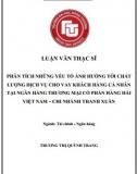 [Luận văn thạc sĩ] Những yếu tố ảnh hưởng tới chất lượng dịch vụ cho vay KHCN tại Ngân hàng MSB