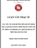 [Luận văn thạc sĩ] Các yếu tố ảnh hưởng đến quyết định mua sắm mặt hàng thời trang công sở nữ trên Facebook