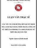 [Luận văn thạc sĩ] Các yếu tố ảnh hưởng đến quyết định mua sắm mặt hàng thời trang công sở nữ trên Facebook