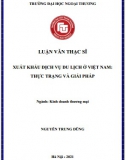 [Luận văn thạc sĩ] Xuất khẩu dịch vụ du lịch tại Việt Nam - Thực trạng và giải pháp