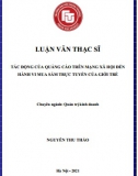 [Luận văn thạc sĩ] Tác động của quảng cáo trên mạng xã hội đến hành vi mua sắm của giới trẻ