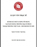 [Luận văn thạc sĩ] Đánh giá chất lượng tín dụng tại Ngân hàng Vietcombank