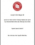 [Luận văn thạc sĩ] Quản lý nhà nước về hoạt động du lịch trên địa bàn thành phố Uông Bí, tỉnh Quảng Ninh