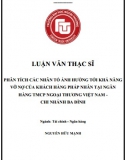 [Luận văn thạc sĩ] Phân tích các nhân tố ảnh hưởng tới khả năng vỡ nợ của khách hàng pháp nhân tại ngân hàng Vietcombank