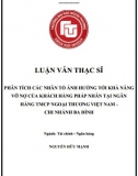 [Luận văn thạc sĩ] Phân tích các nhân tố ảnh hưởng tới khả năng vỡ nợ của khách hàng pháp nhân tại ngân hàng Vietcombank