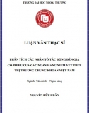 [Luận văn thạc sĩ] Phân tích các nhân tố tác động đến giá cổ phiếu của các Ngân hàng niêm yết trên thị trường chứng khoán Việt Nam