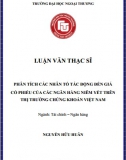 [Luận văn thạc sĩ] Phân tích các nhân tố tác động đến giá cổ phiếu của các Ngân hàng niêm yết trên thị trường chứng khoán Việt Nam