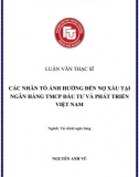 [Luận văn thạc sĩ] Các nhân tố ảnh hưởng tới nợ xấu tại Ngân hàng BIDV
