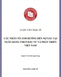 [Luận văn thạc sĩ] Các nhân tố ảnh hưởng tới nợ xấu tại Ngân hàng BIDV