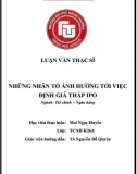 [Luận văn thạc sĩ] Những nhân tố ảnh hưởng tới việc định giá thấp IPO