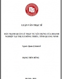 [Luận văn thạc sĩ] Đẩy mạnh công tác quản lý trật tự xây dựng đối với các doanh nghiệp tại Thị xã Đông Triều, Tỉnh Quảng Ninh