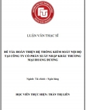 Luận văn thạc sĩ Hoàn thiện hệ thống kiểm soát nội bộ tại Công ty Cổ phần XNK thương mại Hoàng Dương