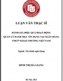 [Luận văn thạc sĩ] Đánh giá hiệu quả hoạt động quản lý danh mục tín dụng tại Ngân hàng Vietcombank
