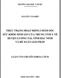 [Luận văn chuyên khoa II] Thực trạng hoạt động chăm sóc sức khỏe sinh sản của Trung tâm Y tế huyện Lương Tài