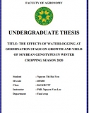[Khóa luận tốt nghiệp] The effects of waterlogging at germination stage on growth and yield of soybean genotypes in winter cropping season