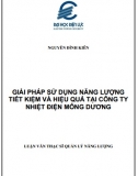 [Luận văn thạc sĩ] Giải pháp sử dụng năng lượng tiết kiệm và hiệu quả tại Công ty Nhiệt điện Mông Dương