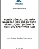 [Luận văn thạc sĩ] Nghiên cứu các giải pháp nâng cao hiệu quả sử dụng năng lượng tại Công ty TNHH MTV Apatit Việt Nam