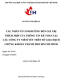 [Luận văn thạc sĩ] Các nhân tố ảnh hưởng đến giá trị thích hợp của thông tin kế toán tại các công ty niêm yết trên Sở giao dịch chứng khoán TP HCM