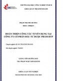 [Khóa luận tốt nghiệp] Hoàn thiện công tác tuyển dụng tại công ty CP đầu tư dược phẩm HTP