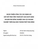 [Luận văn thạc sĩ] Hoàn thiện công tác xác định giá đất để tính tiền thuê đất sản xuất kinh doanh phi nông nghiệp cho các doanh nghiệp trên địa bàn thành phố Thái Bình