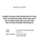 [Luận văn] Nghiên cứu khai thác nguồn gen cây vừng phục vụ chọn tạo giống vừng năng suất hạt và hàm lượng dầu cao cho vùng đất cát pha ven biển tỉnh Nghệ An