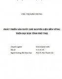 [Luận văn] Phát triển sản xuất chè nguyên liệu bền vững trên địa bàn tỉnh Phú Thọ