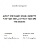 [Luận văn thạc sĩ] Quản lý sử dụng vốn ứng dụng cho các dự án phát triển đất tại quỹ phát triển đất tỉnh Bắc Ninh