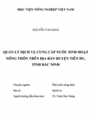 [Luận văn tốt nghiệp] Quản lý dịch vụ cung cấp nước sinh hoạt nông thôn trên địa bàn huyện Tiên Du, tỉnh Bắc Ninh