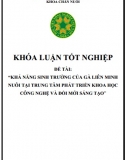 [Khoá luận tốt nghiệp] Khả năng sinh trưởng của gà Liên Minh nuôi tại trung tâm phát triển khoa học công nghệ và đổi mới sáng tạo