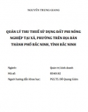 [Luận văn thạc sĩ] Quản lý thu thuế sử dụng đất phi nông nghiệp tại xã, phường, tỉnh Bắc Ninh