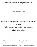 [Luận văn thạc sĩ] Tăng cường quản lý nhà nước về du lịch trên địa bàn huyện Cao Phong, tỉnh Hòa Bình