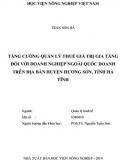 [Luận văn thạc sĩ] Tăng cường quản lý thuế giá trị gia tăng đối với doanh nghiệp ngoài quốc doanh trên địa bàn huyện Hương Sơn, tỉnh Hà Tĩnh