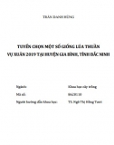 [Luận văn thạc sĩ] Tuyển chọn một số giống lúa thuần vụ xuân 2019 tại huyện Gia Bình, tỉnh Bắc Ninh