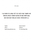 [Luận văn thạc sĩ] Vai trò của phụ nữ các dân tộc thiểu số trong phát triển kinh tế hộ trên địa bàn huyện Thuận Châu tỉnh Sơn La