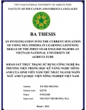 [Khoá luận tốt nghiệp] Khảo sát thực trạng sử dụng công nghệ đa phương tiện trong học kỹ năng nghe tiếng Anh của sinh viên năm thứ nhất ngành ngôn ngữ Anh