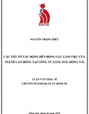 [Luận văn thạc sĩ] Các yếu tố tác động đến động lực làm việc của NLĐ tại công ty xăng dầu Đồng Nai