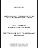 [Luận văn thạc sĩ] Chiến lược phát triển kinh tế - xã hội huyện Bạch Long Vĩ đến năm 2030